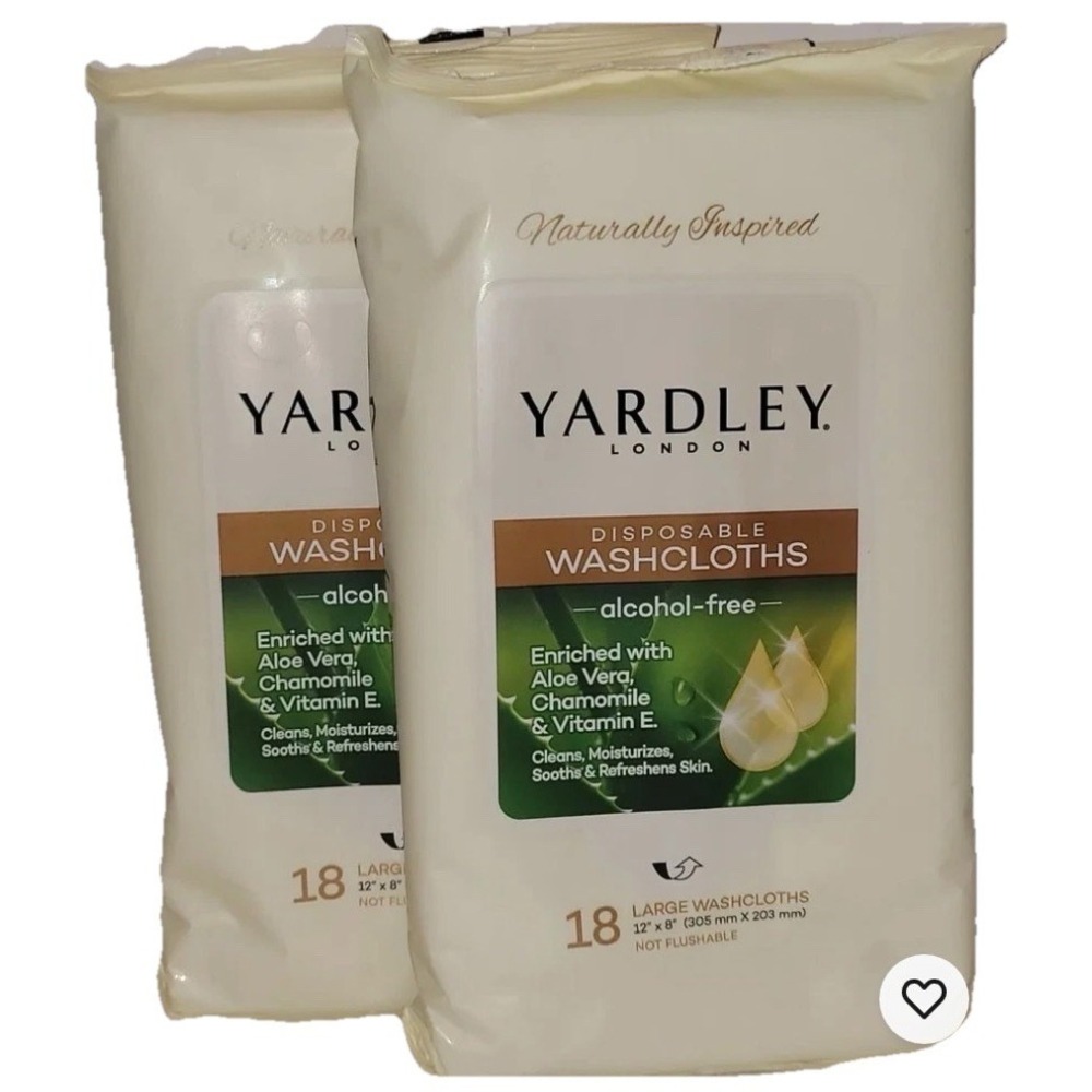 Lot 2 Disposable Washcloths 18/Pk by Yardley London 12 x 8" Long